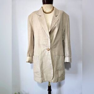 Lauren Jeffries 100% Linen Cream Blazer. Size 12